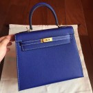 Fashion Hermes Electric Blue Epsom Kelly 25cm Sellier Handmade Bag HT01032