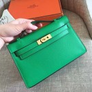 Hermes Bamboo Epsom Kelly Pochette Handmade Bag HT01132