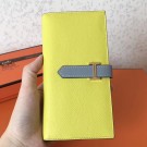 Hermes Bi-Color Epsom Bearn Wallet Soufre/Blue Lin HT00557