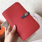 Hermes Bicolor Dogon Duo Wallet In Red/Jean Leather HT00609