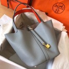 Hermes Bicolor Picotin Lock MM 22cm Blue Lin Bag HT00655