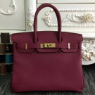 Hermes Birkin 30cm 35cm Bag In Bordeaux Clemence Leather HT00196