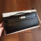 Hermes Black Box Kelly Cut Clutch Handmade Bag HT00929