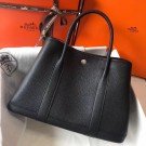 Hermes Black Clemence Garden Party 30cm Handmade Bag HT01215