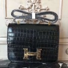 Hermes Black Constance MM 24cm Crocodile Bag HT00893