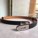 Hermes Black Epsom Kelly Belt With Palladium Hardware HT00934