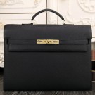 Hermes Black Kelly Depeche 38cm Briefcase Bag HT01170