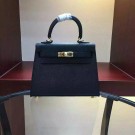 Hermes Black Kelly Lakis 28cm Handmade Bag HT01003