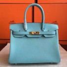 Hermes Blue Atoll Epsom Birkin 30cm Handmade Bag HT01086