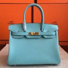 Hermes Blue Atoll Epsom Birkin 35cm Handmade Bag HT00270