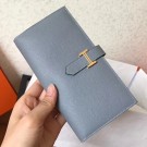 Hermes Blue Lin Epsom Bearn Gusset Wallet HT00623