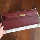 Hermes Bordeaux Epsom Kelly Cut Clutch Handmade Bag HT00061