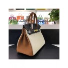 Hermes Canvas Birkin 30cm Bag With Black Leather HT00888