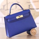 Hermes Electric Blue Epsom Kelly Mini II 20cm Handmade Bag HT00491