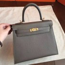 Hermes Etoupe Epsom Kelly 25cm Sellier Handmade Bag HT00869