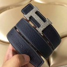 Hermes H Belt Buckle &amp; Noir Clemence 32 MM Strap HT00548