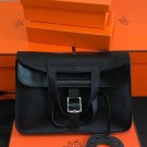 Hermes Halzan Bag In Black Clemence Leather HT00077