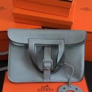 Hermes Halzan Bag In Blue Lin Clemence Leather HT00914