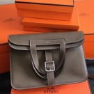 Hermes Halzan Bag In Etoupe Clemence Leather HT00776