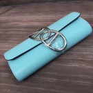 Hermes Handmade Egee Clutch In Atoll Blue Swift Leather HT01075