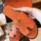 Hermes Izmir Sandals In Orange Epsom Leather HT01048