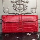 Hermes Jige Elan 29 Clutch In Red Crocodile Leather HT00103