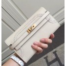 Hermes Kelly Ghillies Wallet In Ivory Swift Leather HT01009