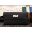 Hermes Kelly Longue Wallet In Black Epsom Leather HT01226