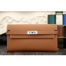 Hermes Kelly Longue Wallet In Brown Epsom Leather HT00535