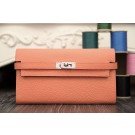 Hermes Kelly Longue Wallet In Crevette Clemence Leather HT00355