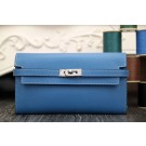 Hermes Kelly Longue Wallet In Jean Blue Epsom Leather HT01096