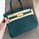 Hermes Malachite Clemence Birkin 35cm Handmade Bag HT00072