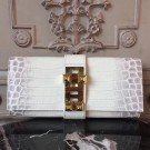 Hermes Medor Clutch Bag In White Crocodile Leather HT00057