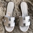 Hermes Oasis Sandals In Blue Pale Epsom Leather HT01012