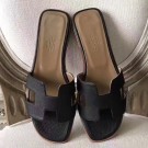 Hermes Oran Sandals In Black Epsom Leather HT00729