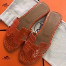 Hermes Orange Crocodile Oran Sandals HT01239