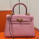 Hermes Pink Clemence Kelly 20cm GHW Bag HT00908