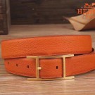 Hermes Quentin 32 MM Orange Reversible Belt HT00449