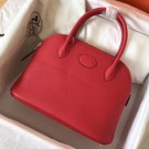 Hermes Red Clemence Bolide 27cm Handmade Bag HT00946