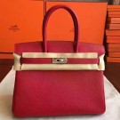 Hermes Red Epsom Birkin 30cm Handmade Bag HT01175