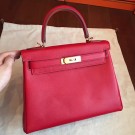 Hermes Red Epsom Kelly 32cm Sellier Handmade Bag HT00371