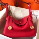 Hermes Red Lindy 30cm Clemence Handmade Bag HT00939