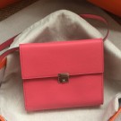 Hermes Rose Lipstick Clic 16 Wallet With Strap HT00009