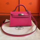 Hermes Rose Red Epsom Kelly Mini II 20cm Handmade Bag HT00161