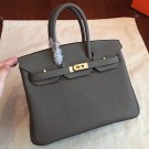 Hermes Vert Gris Clemence Birkin 25cm Handmade Bag HT00809