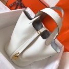 Hermes White Picotin Lock PM 18cm Handmade Bag HT00472