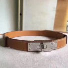 High Quality Hermes Brown Epsom Kelly Belt With Palladium Hardware HT00976