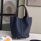 High Quality Hermes Navy Blue Picotin Lock 18cm Bag With Braided Handles HT01064