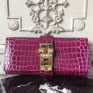 High Quality Knockoff Hermes Medor Clutch Bag In Fuchsia Crocodile Leather HT00130