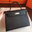 Imitation Hermes Black Epsom Kelly 32cm Sellier Handmade Bag HT00822